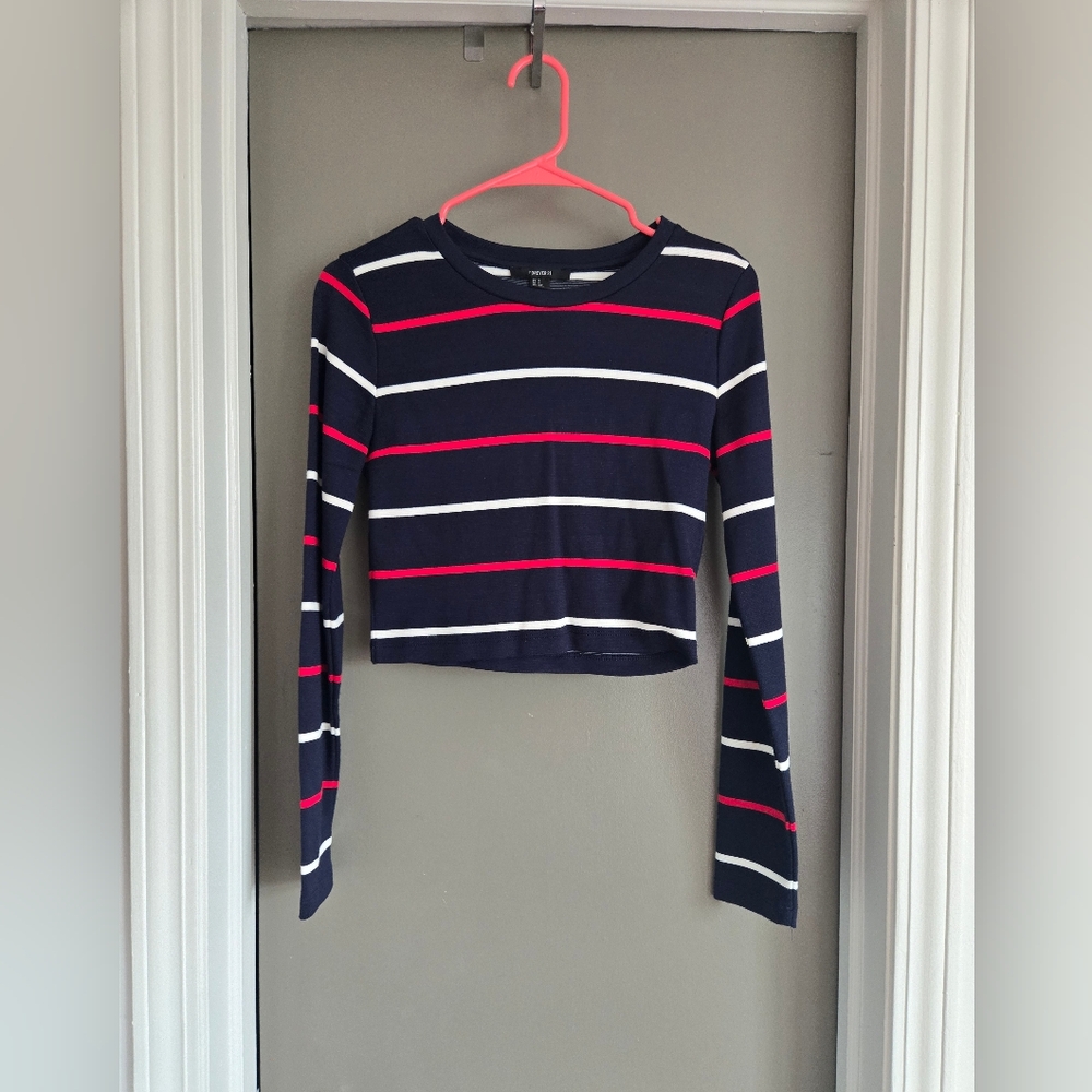 Striped Long Sleeve Crop Top